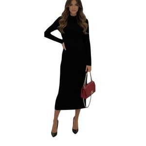 Madewell black merino wool midi dress NWT small